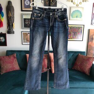 MISS ME size 27 Stretch Denim Flap Pocket Signature Boot Cut Jeans